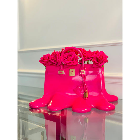 Sugar Bag Vase - Fuchsia Melting Design - melting fuchsia sugar bag vase, luxury vase, product image 2