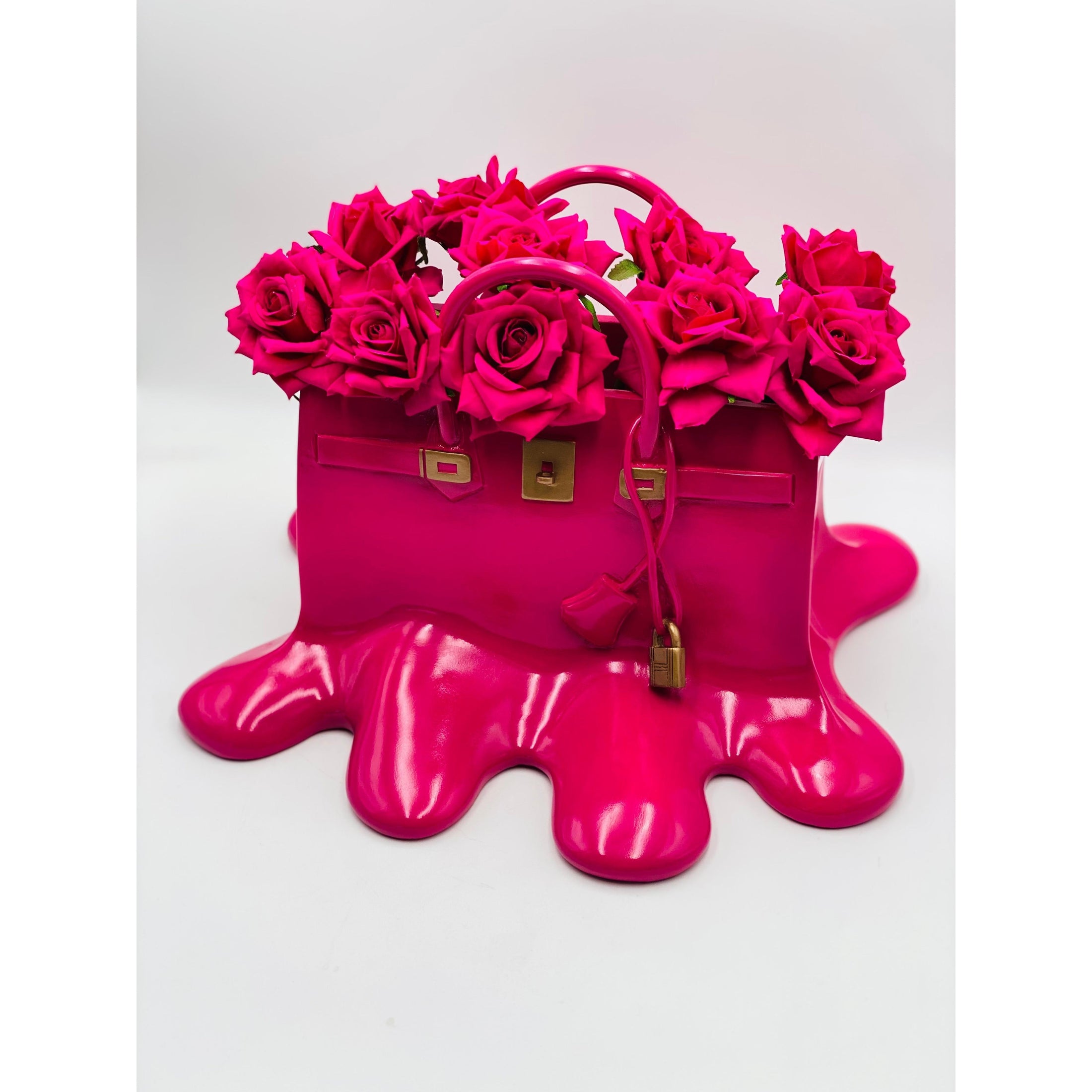 Sugar Bag Vase - Fuchsia Melting Design - melting fuchsia sugar bag vase, luxury vase, product image 5