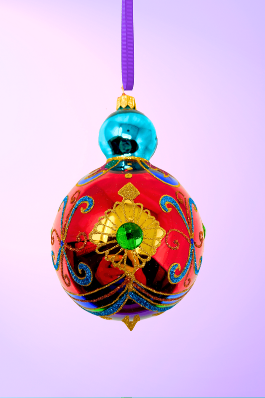 Garnet Sparkling Gem Glass Christmas Bauble - Southlake Paws