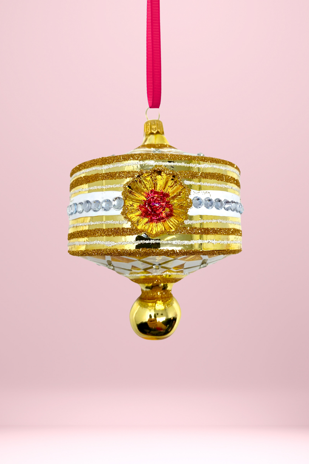 Gold Harlequin Lantern Glass Ornament - Southlake Paws