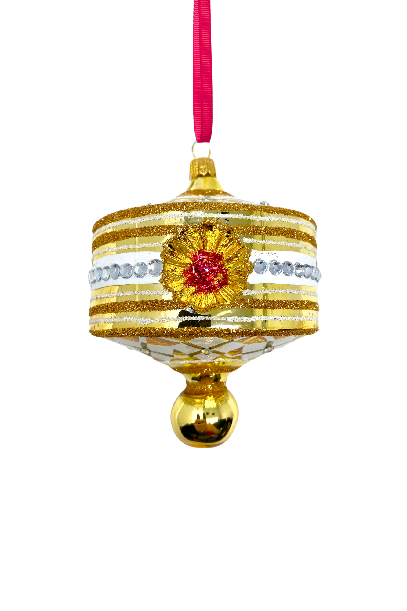 Gold Harlequin Lantern Glass Ornament - Southlake Paws