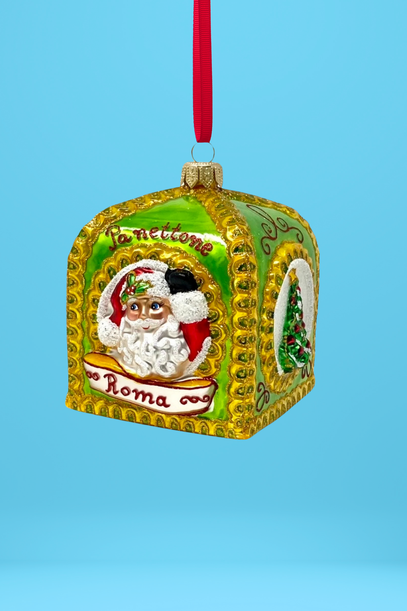 Green Panettone Polish Glass Ornament - Southlake Paws