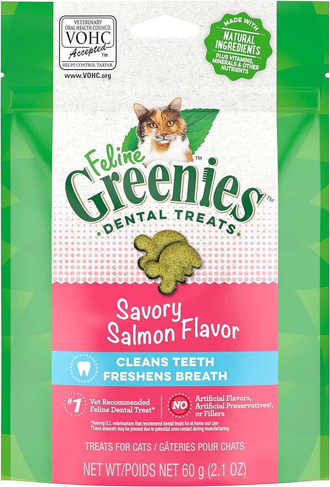 Greenies FELINE GREENIES Savory Salmon Flavored Dental Treats 