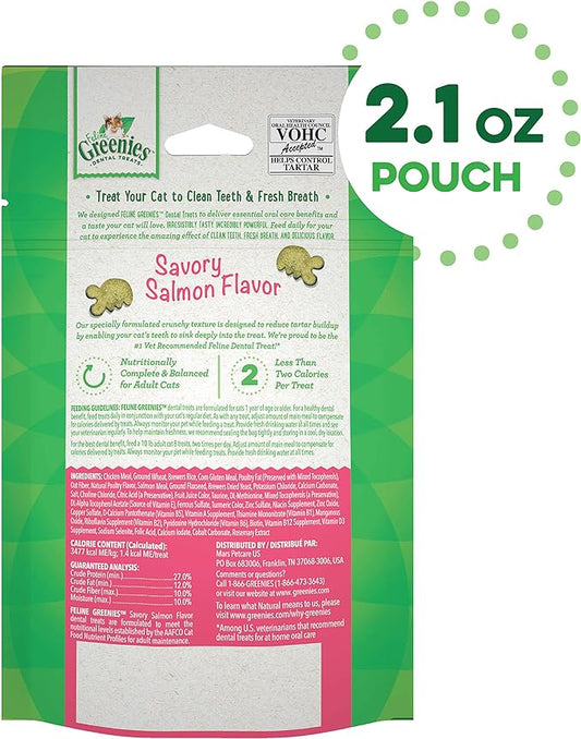 Greenies FELINE GREENIES Savory Salmon Flavored Dental Treats 