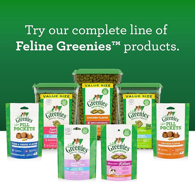 Greenies FELINE GREENIES Savory Salmon Flavored Dental Treats 