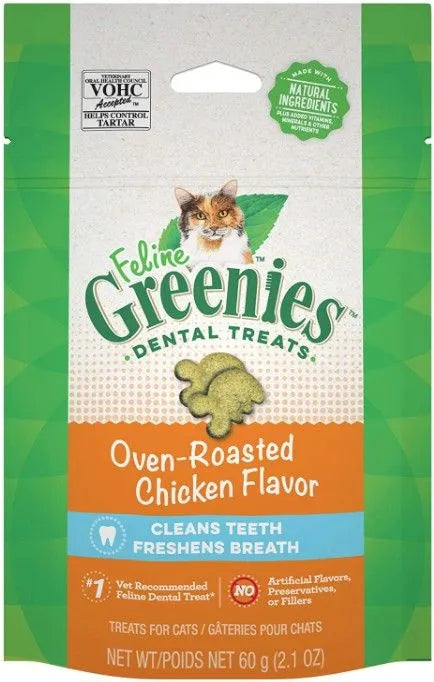Greenies FELINE GREENIES Oven Roasted Chicken Flavored Dental Treats 