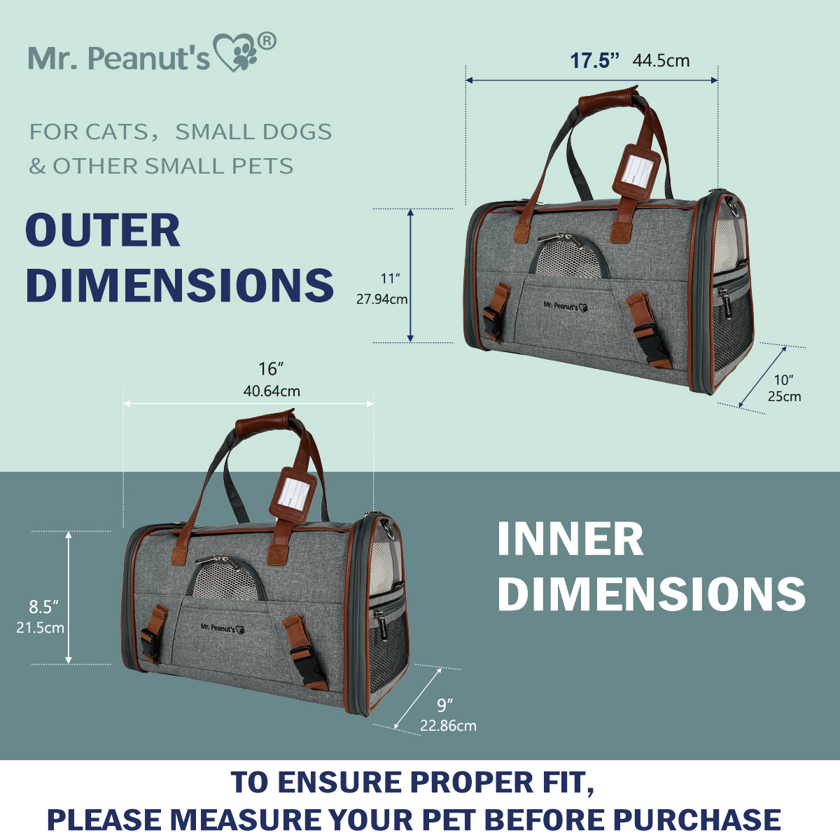 Mr. Peanut's Gold Series Standard Size Airline Compliant Pet Carrier - Southlake Paws