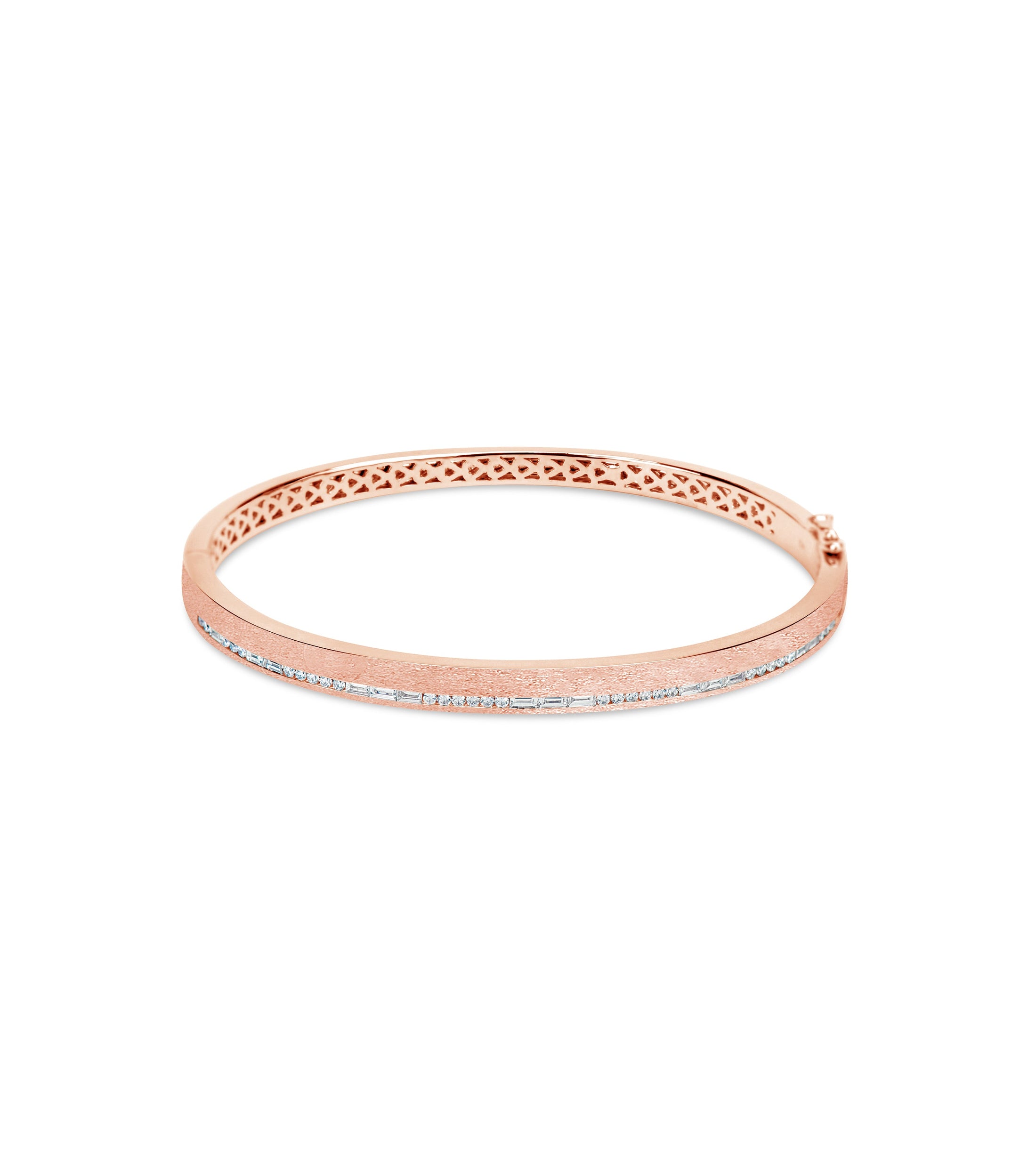 OLIVE & CHAIN Diamond Channel Bangle - Rose Gold