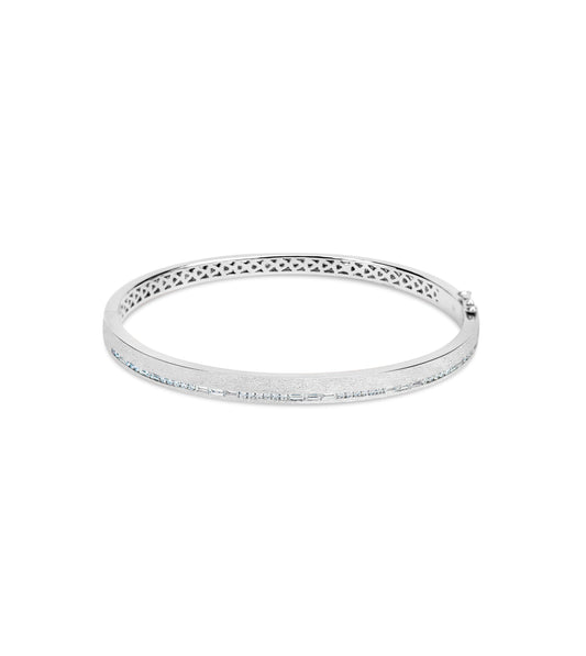 OLIVE & CHAIN Diamond Channel Bangle - White Gold