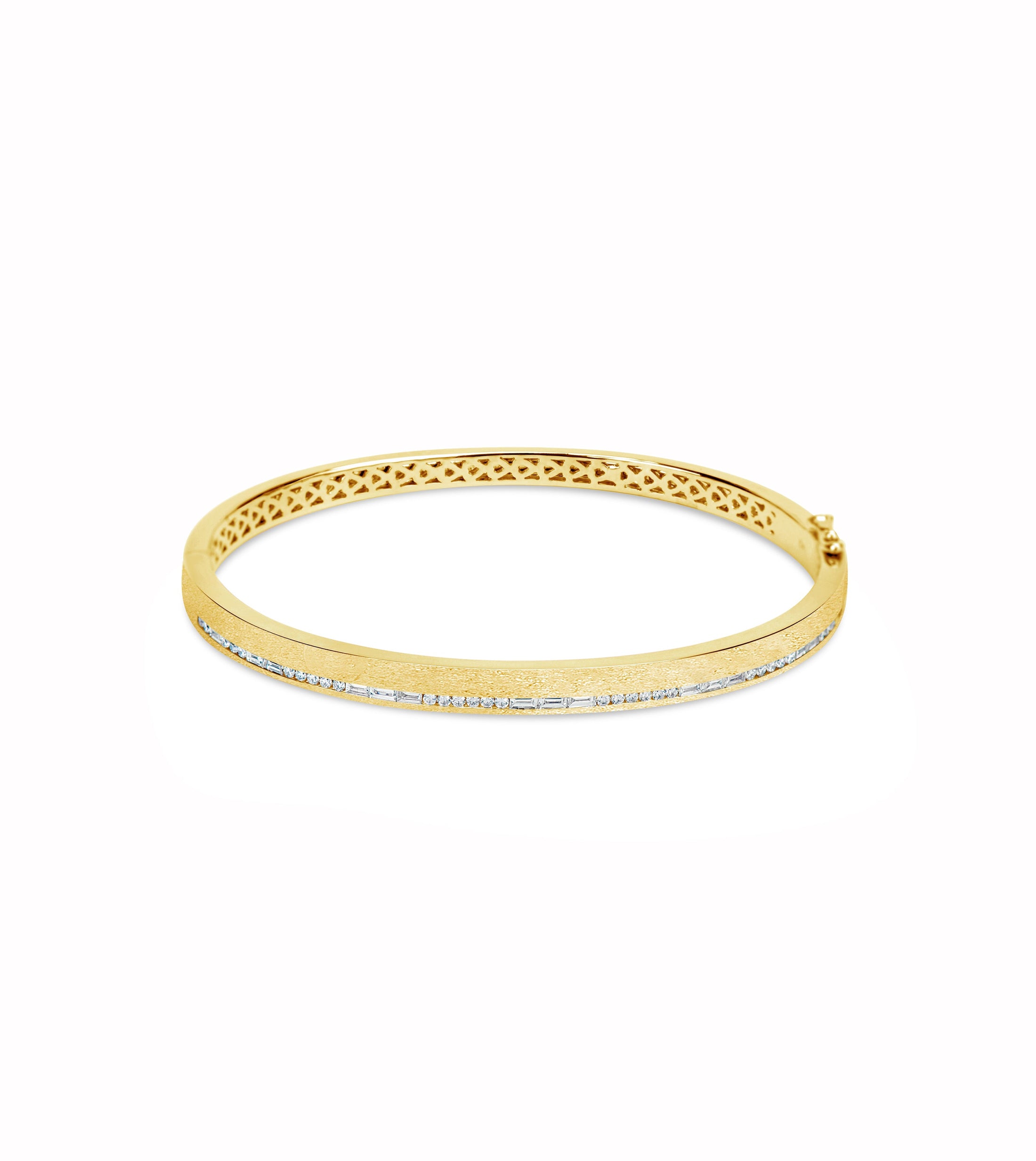 OLIVE & CHAIN Diamond Channel Bangle - Yellow Gold