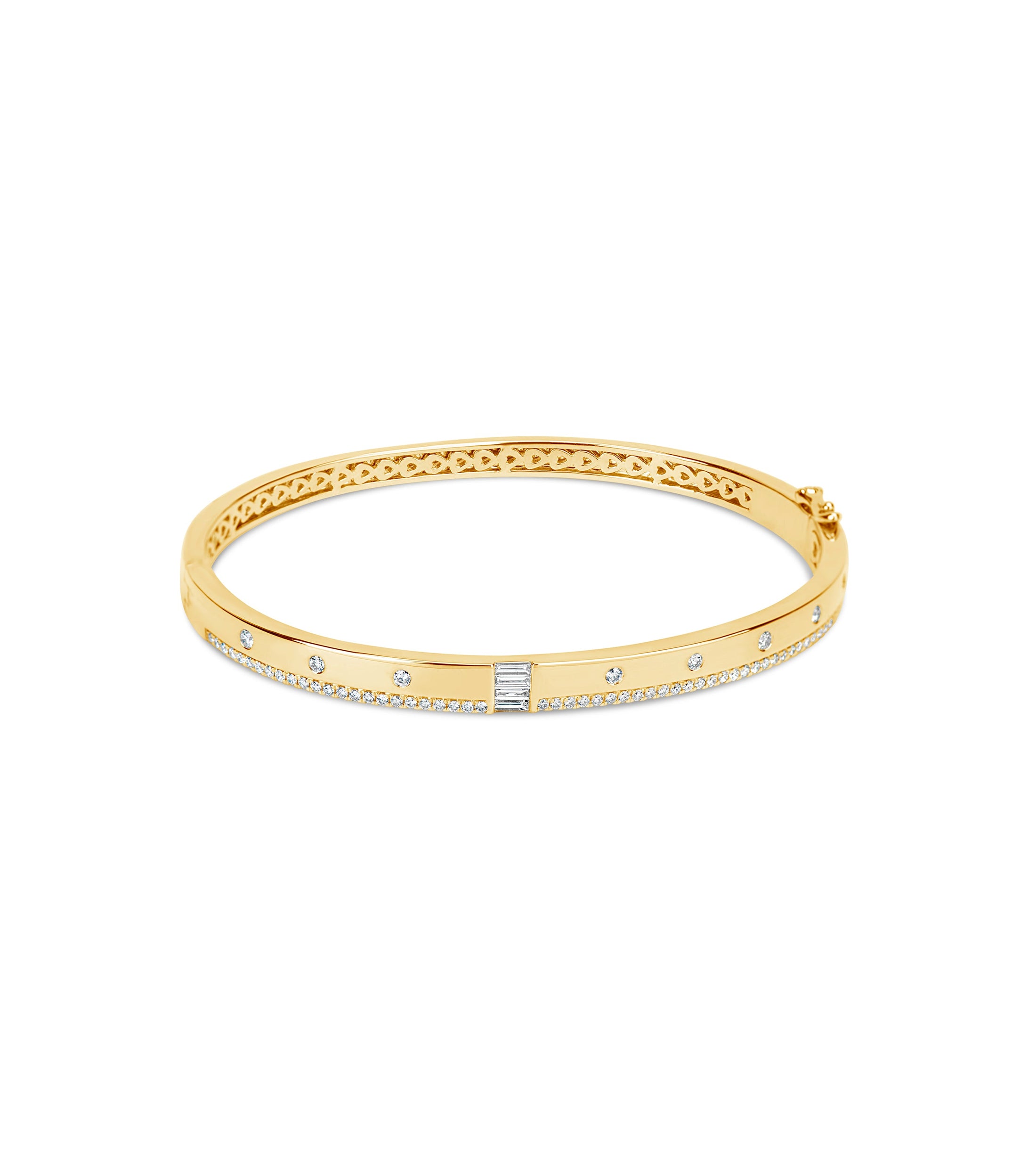 OLIVE & CHAIN Diamond Dot Bangle - Yellow Gold