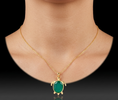 Load image into Gallery viewer, Green Onyx Turtle Necklace- 925 Sterling Silver
