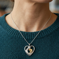 Load image into Gallery viewer, Girl Hugging Dog Heart Shaped Pendant- 925 Sterling Silver Two Toned Piece
