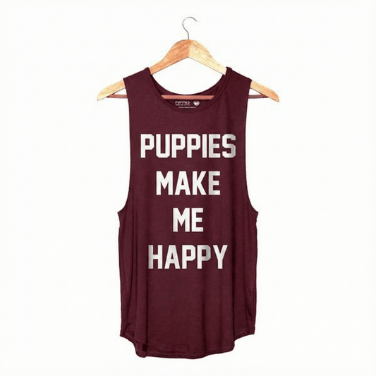 Puppies Make Me Happy |  Women's Sleeveless Tank | Made in USA