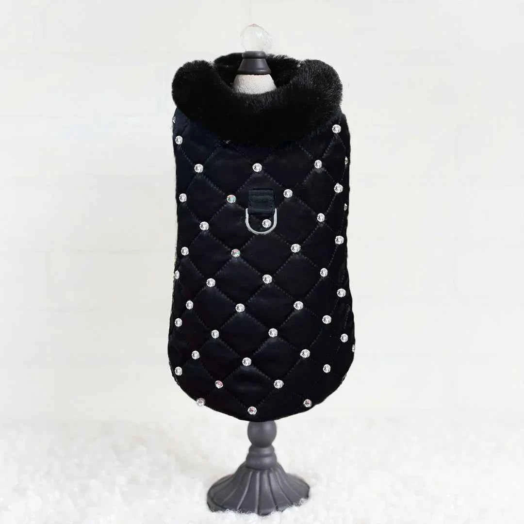 Glamour Baby Dog Coat Caviar Black Pet Coats - Luxury Dog Bed from Southlake Paws