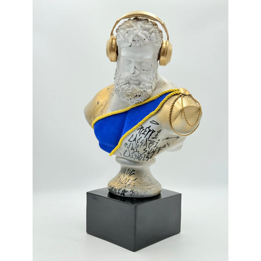 Hercules Bust Sculpture - White & Gold Modern Mythology Statue - white gold hercules bust sculpture, luxury sculpture…