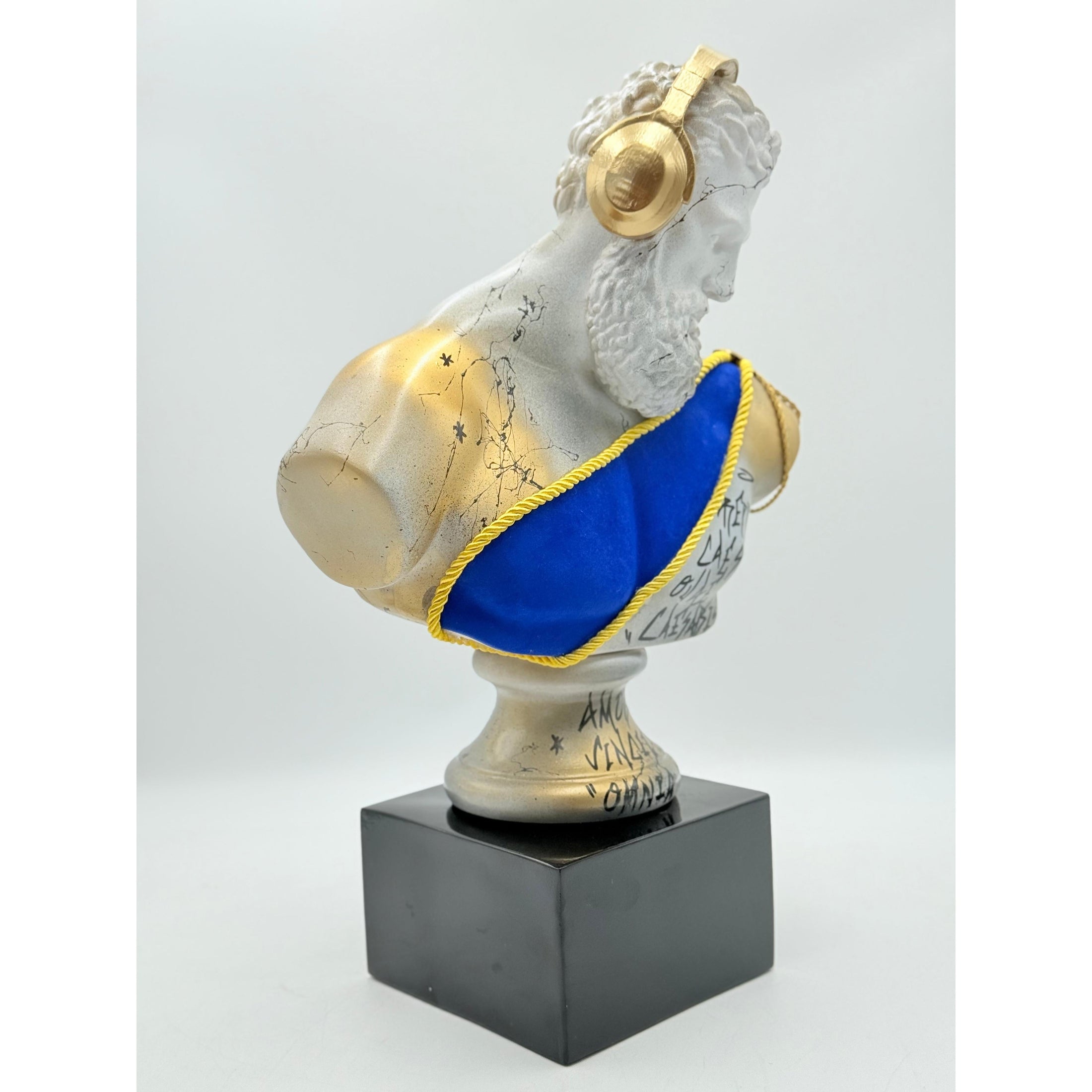 Hercules Bust Sculpture - White & Gold Modern Mythology Statue - white gold hercules bust sculpture, luxury sculpture…