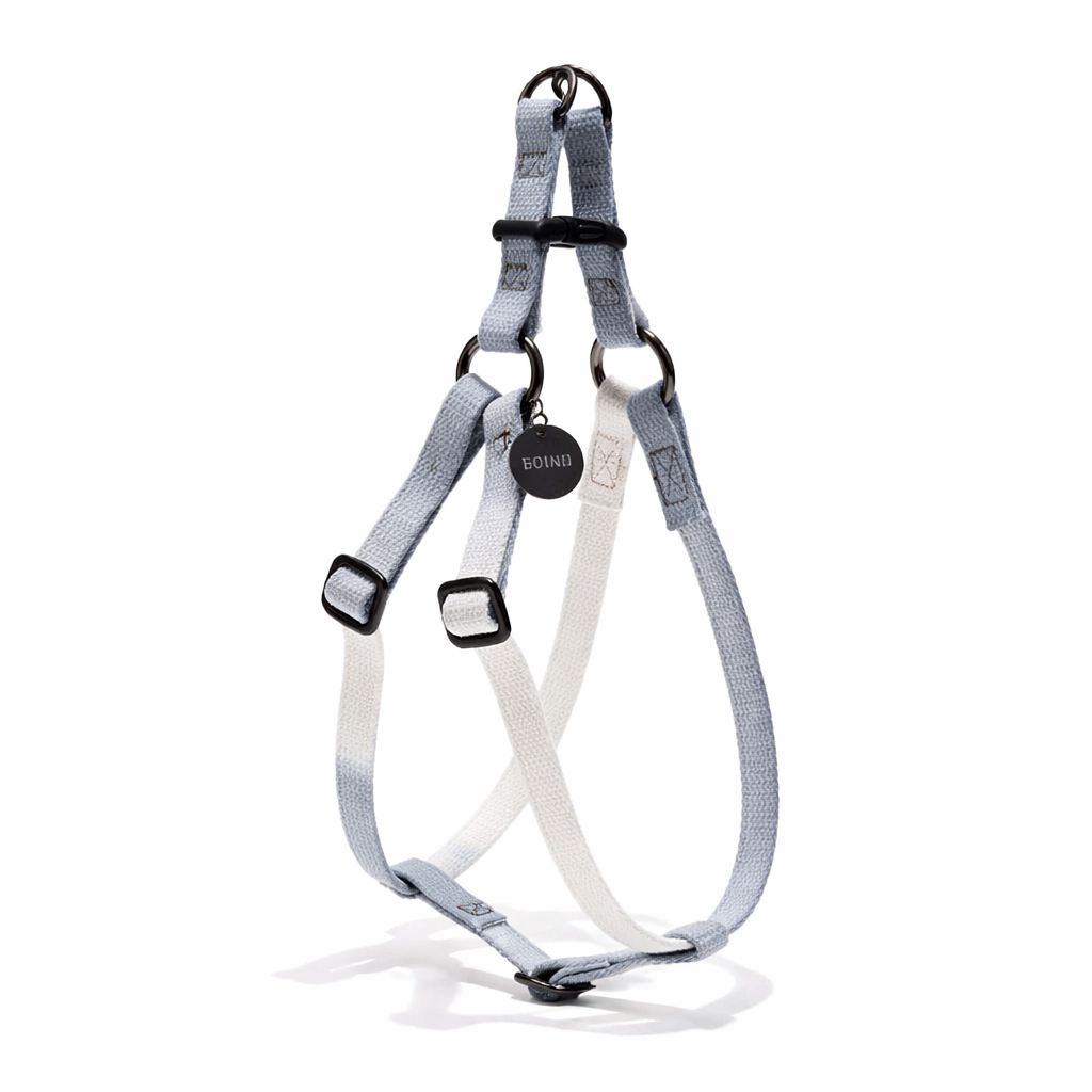 Found My Animal Gray Ombre Cotton Dog & Cat Harness – Matte Black Hardware, Adjustable, Durable & Stylish
