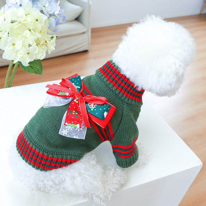 Christmas Bow Dog Sweater - Southlake Paws