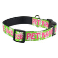 Load image into Gallery viewer, Personalized Green Daisy Dog Collar by Southlake Paws featuring a vibrant green design with pink text for customization.
