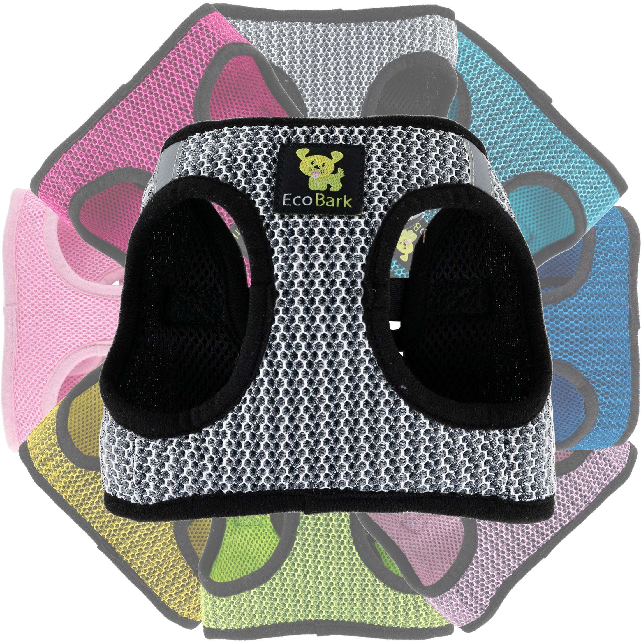 EcoBark Step In Dog Harness - XXXS to Small Breeds- Reflective Soft Mesh Harness for Teacup, Small Dogs and Puppies / Steel Gray