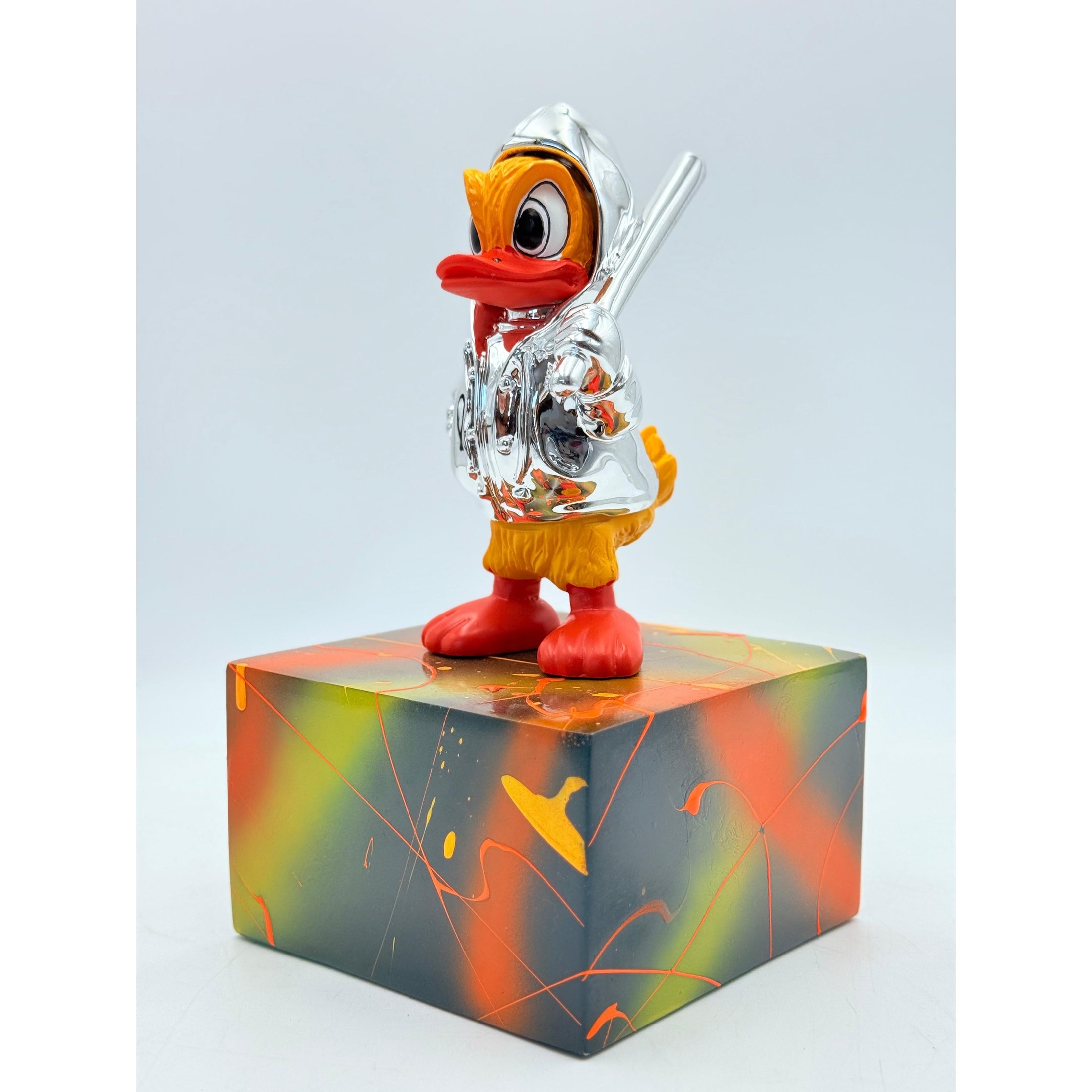 Duck Sculpture - Silver Chrome Jacket - silver chrome jacket duck sculpture, luxury sculpture, product image 2