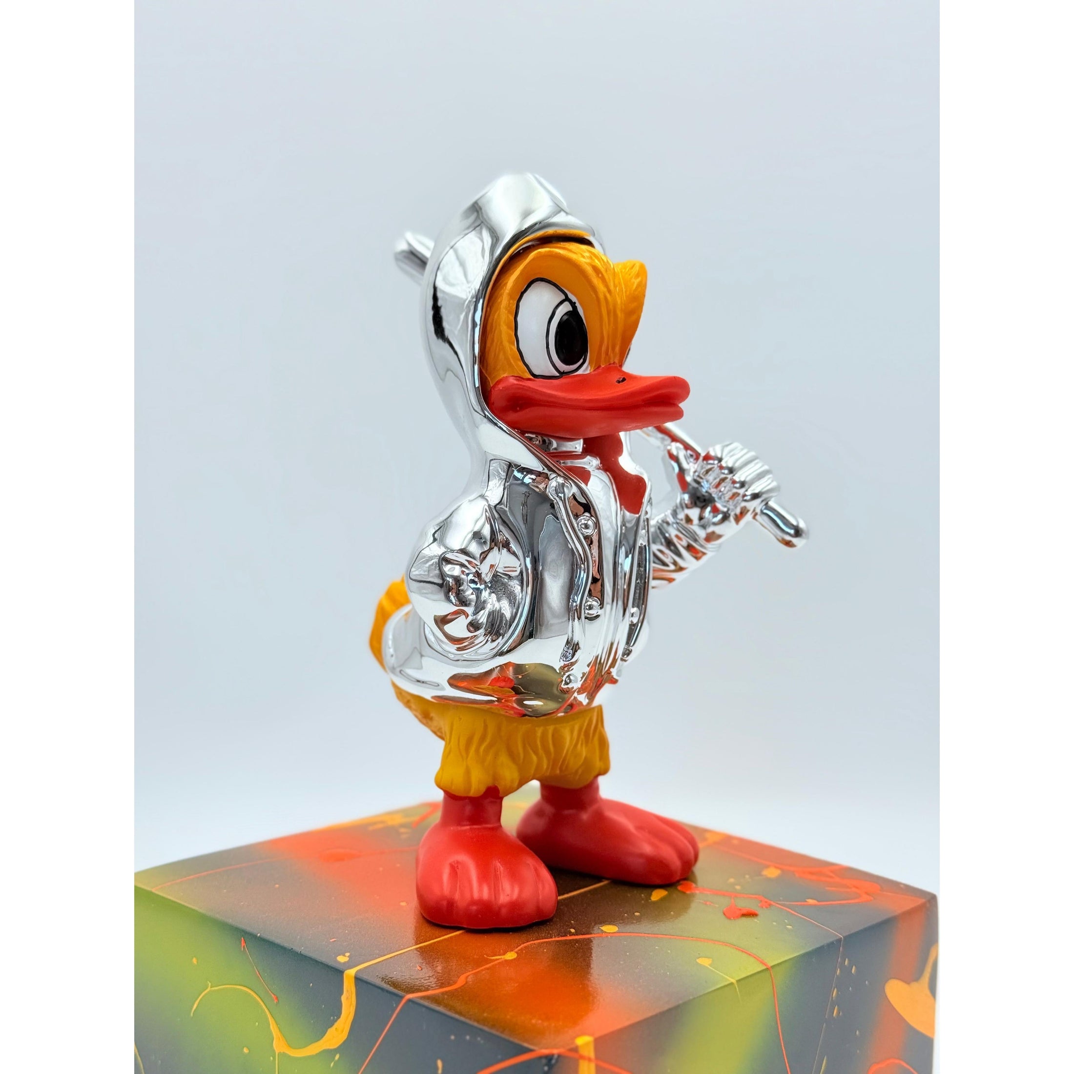 Duck Sculpture - Silver Chrome Jacket - silver chrome jacket duck sculpture, luxury sculpture, product image 3