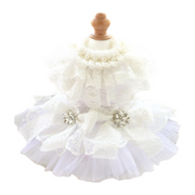 Handcraft White Lace Vintage Dog Wedding Dress Pet Bridal Outfit 