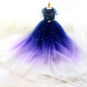 Designer Handmade Navy Blue Trailing Dog Party Dress