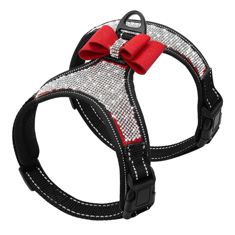 Reflective Bling Rhinestone Bow Dog Harness - Southlake Paws