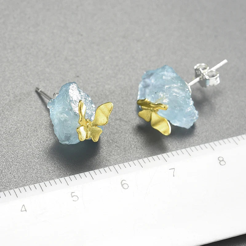 Aquamarine Butterfly Earrings