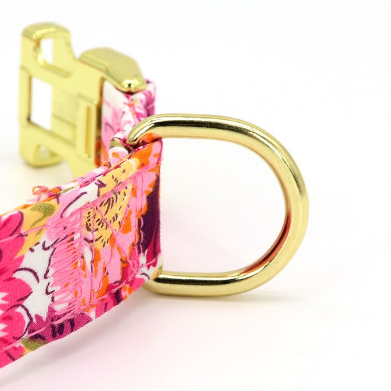 Pink Rose Flower Dog Collar & Leash Set  | Personalized Free - Southlake Paws