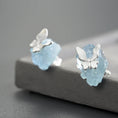Load image into Gallery viewer, Aquamarine Butterfly Earrings
