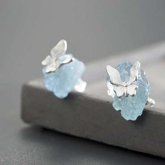 Aquamarine Butterfly Earrings