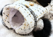 Handmade Luxury Pet Tweed Coat Dog Dress Outfit For Winter Fashion 
