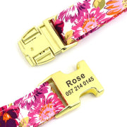 Pink Rose Flower Dog Collar & Leash Set  | Personalized Free
