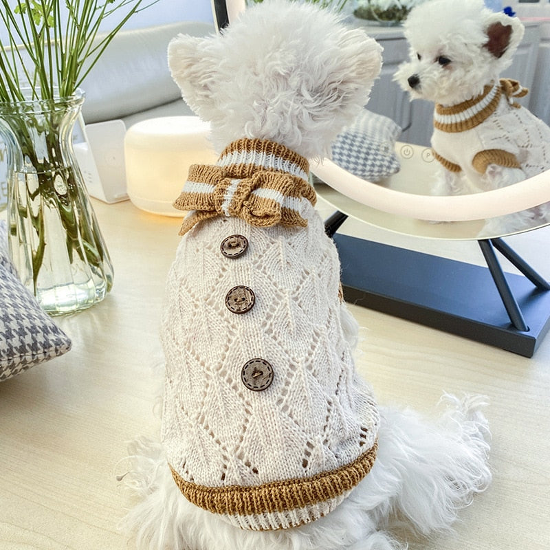 Wooden Button Knit Dog Sweater - Southlake Paws