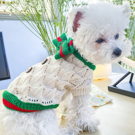 Wooden Button Knit Dog Sweater - Southlake Paws