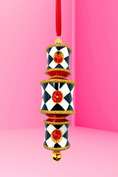 Load image into Gallery viewer, Pink Harlequin Dazzler Glass Ornament - Southlake Paws
