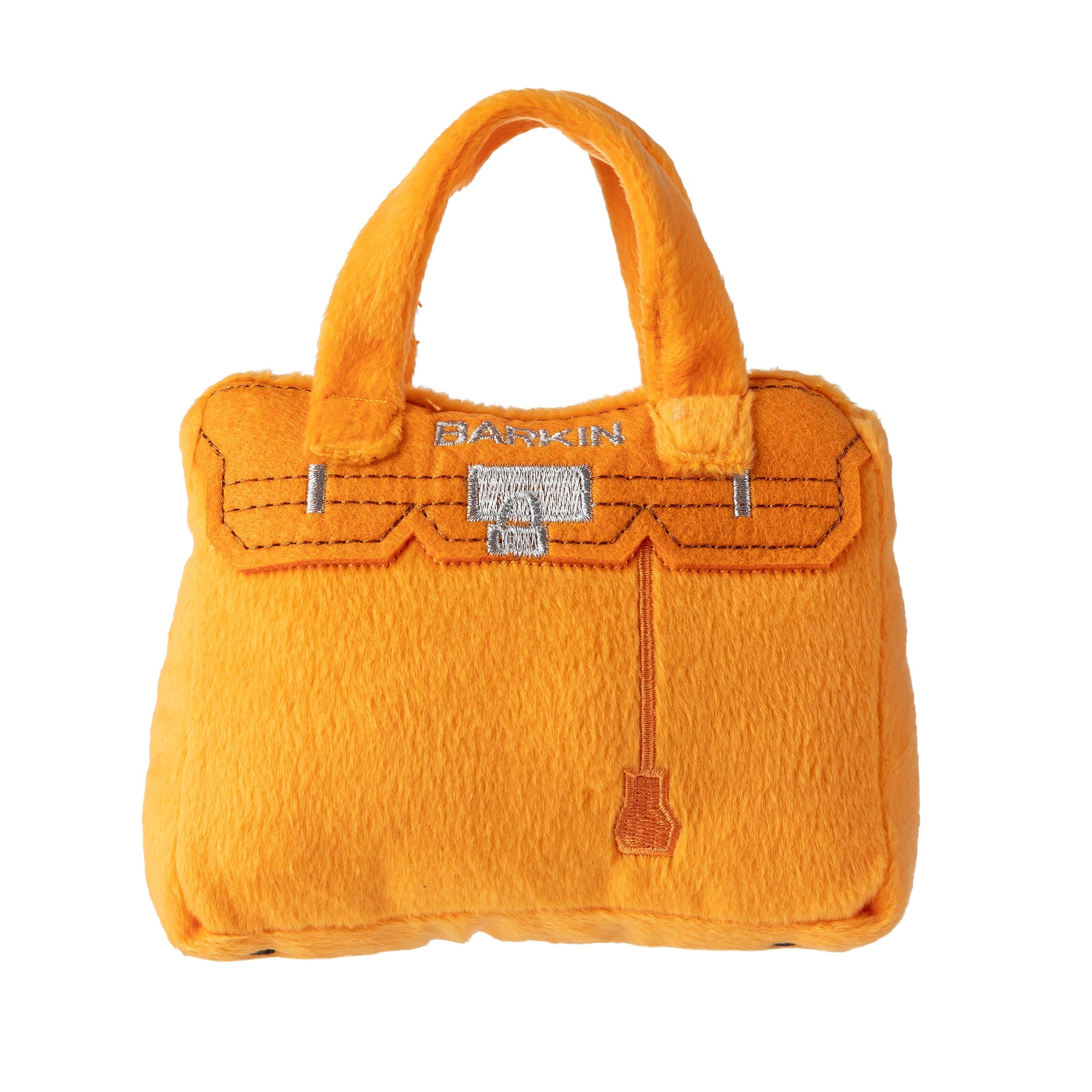 Barkin Bag - Orange | Squeaky Plush Dog Toy with Crinkle & Mesh Lining