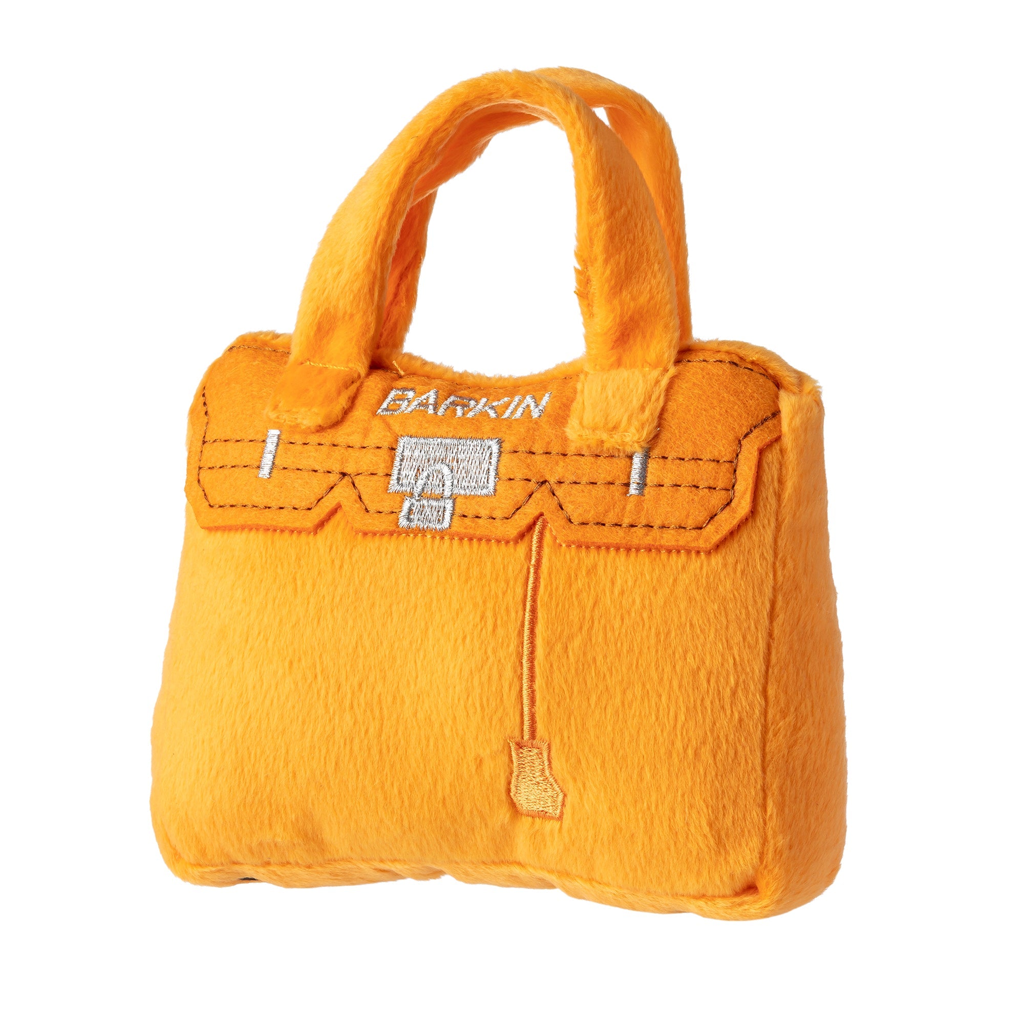 Barkin Bag - Orange | Squeaky Plush Dog Toy with Crinkle & Mesh Lining