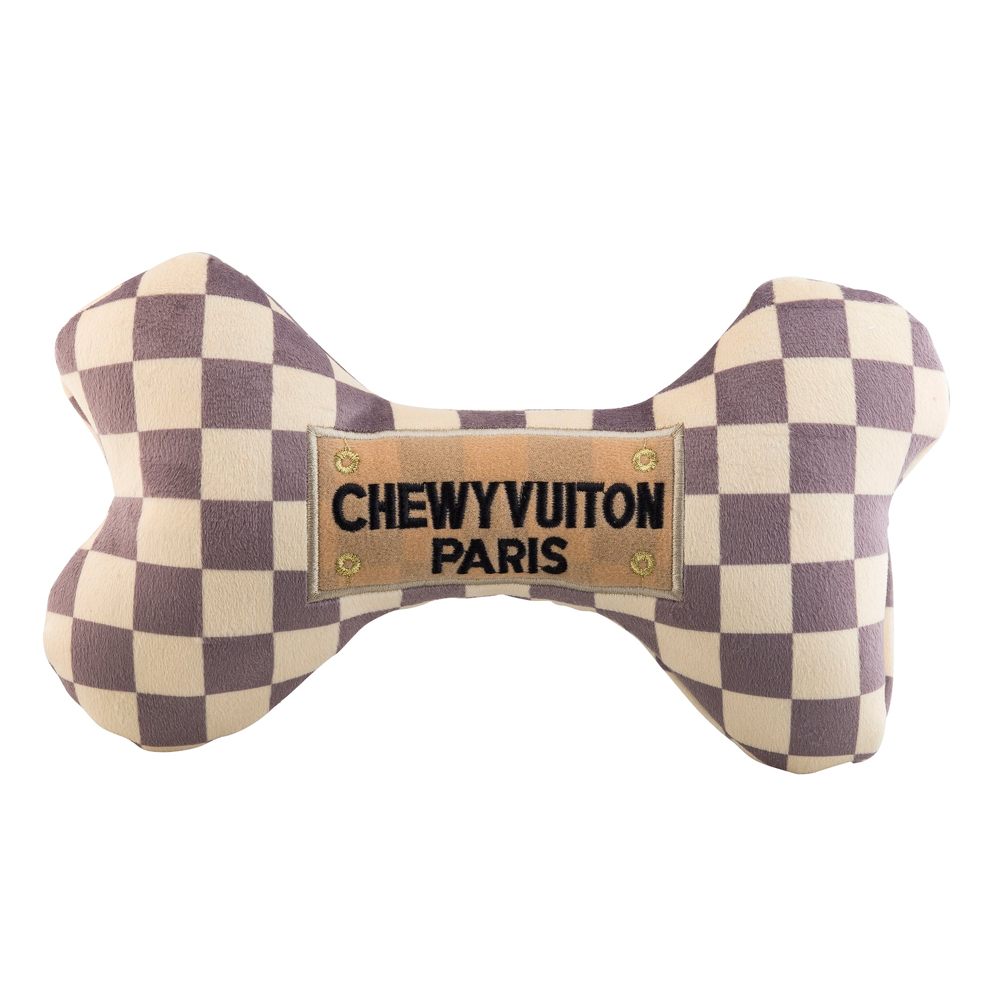 Tan Checker Chewy Vuiton Bone Toy