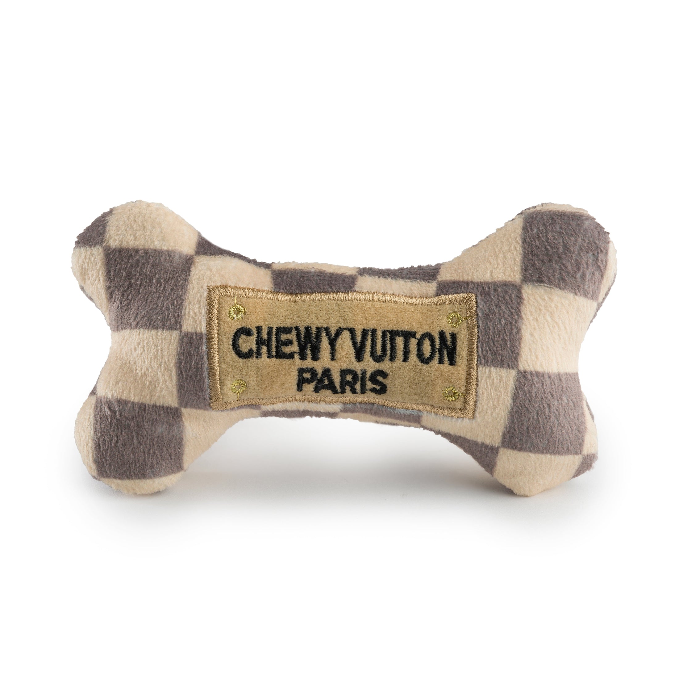 Tan Checker Chewy Vuiton Bone Toy