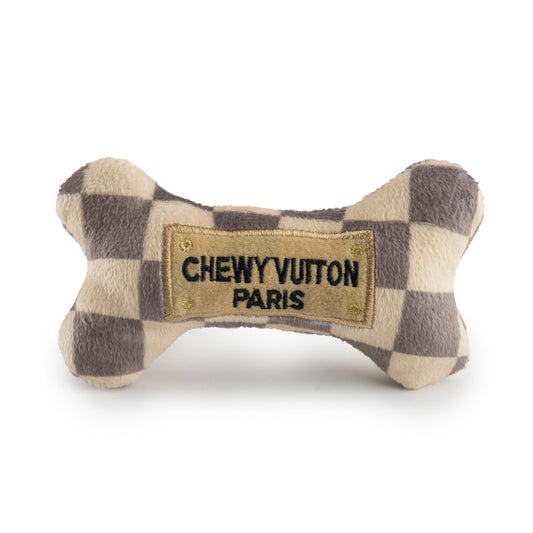 Tan Checker Chewy Vuiton Bone Toy