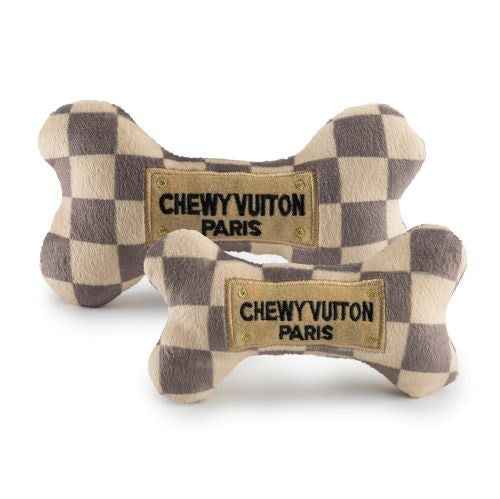 Tan Checker Chewy Vuiton Bone Toy
