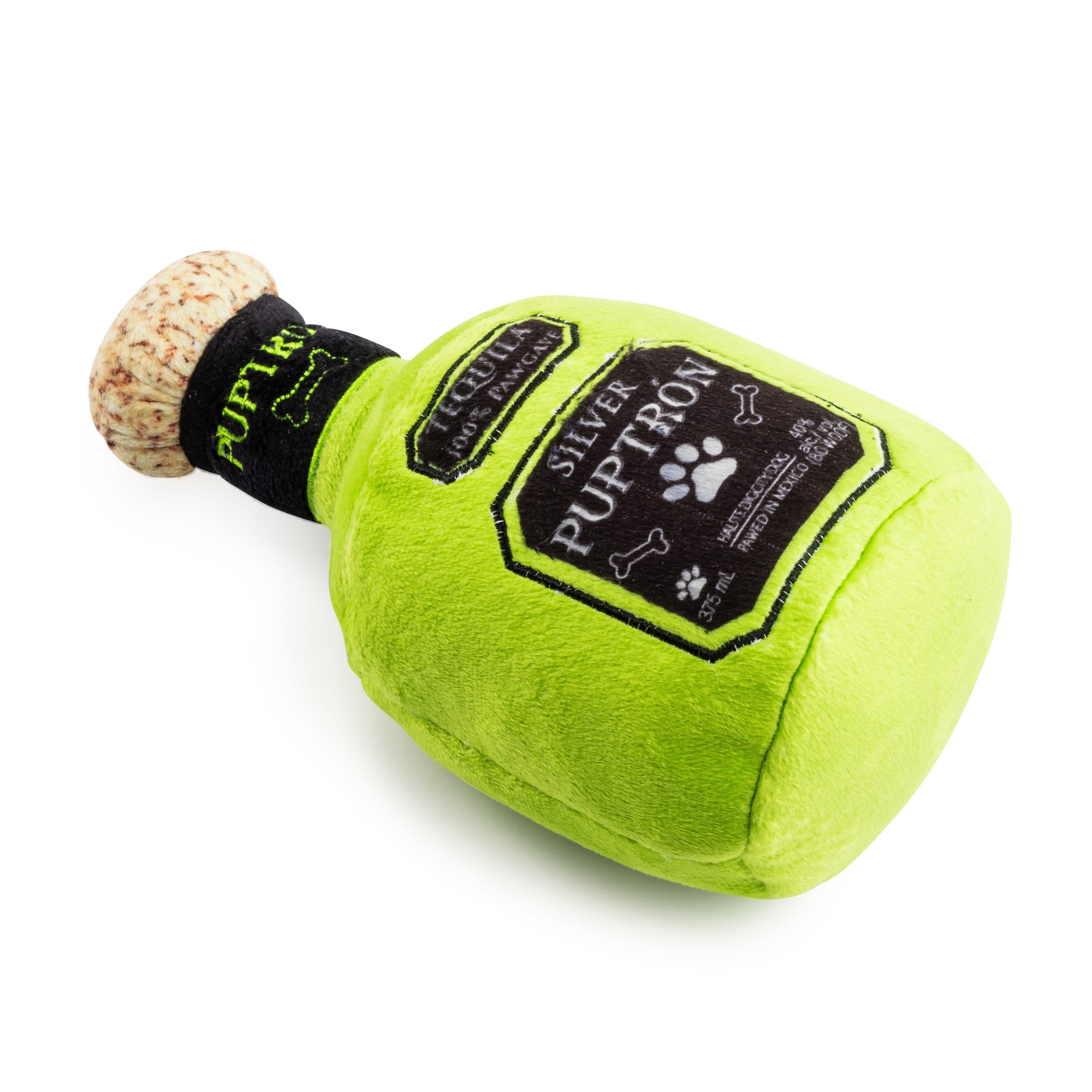 Puptron Tequila Toy | Squeaky Plush Dog Toy with Crinkle & Mesh Lining