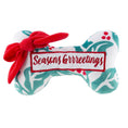 Load image into Gallery viewer, Holly Print Bone - Seasons Grrreetings Christmas Plush Dog Toy Holiday
