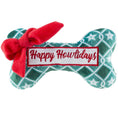 Load image into Gallery viewer, Green Stars Bone - Happy Howlidays Christmas Holiday Plush Dog Toy
