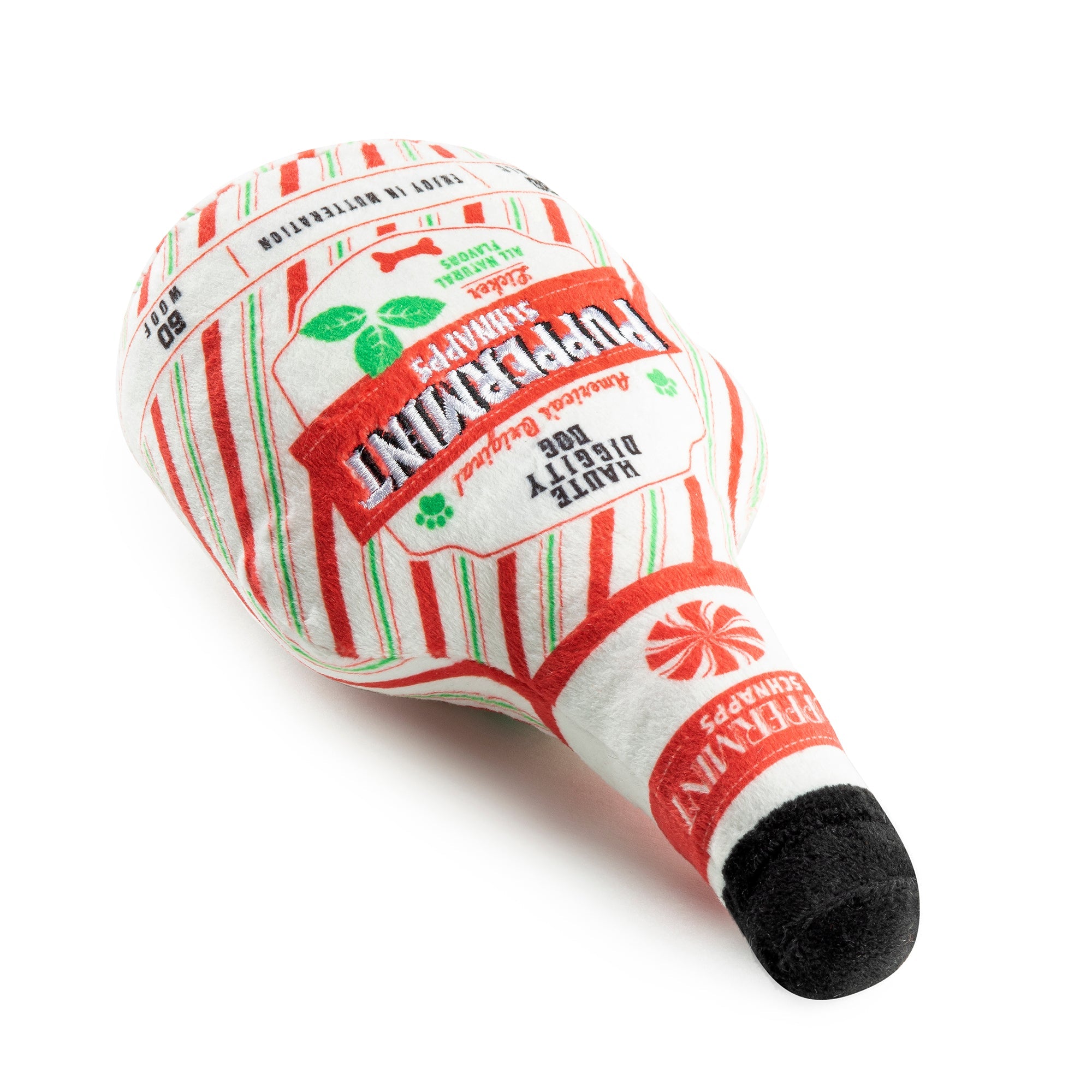 Puppermint Schnapps Bottle Holiday Christmas Plush Dog Toy
