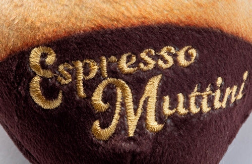 Espresso Muttini | Squeaky Plush Dog Toy with Crinkle & Mesh Lining